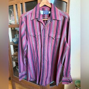 Vintage Panhandle Slim Men’s Pearl Snap Button Shirt Sz. XL 17.5 inches.